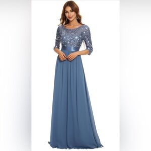 Elegant Dusty Blue Gown